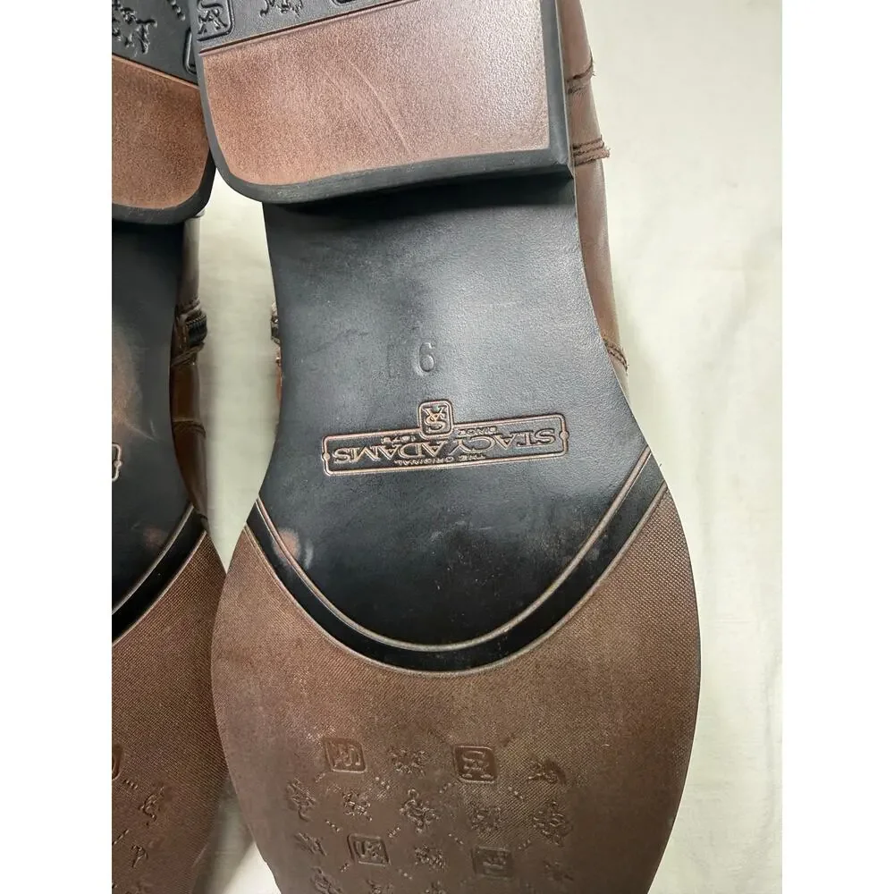 Stacy Adams Men’s Square Toe Ankle zipper Brown Chelsea Boots Size 9M